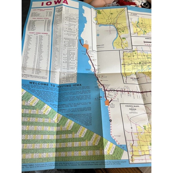 Vintage Iowa Highway Road Map Lot Of 2 1968 & 1969 Retro Travel US State Maps - Picture 11 of 11